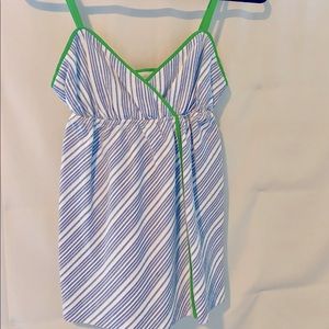 Lilly Pulitzer preppy stripe camisole w green contrast piping.